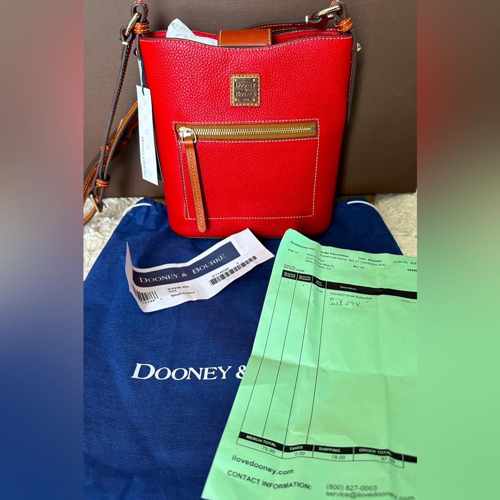 Nwt Dooney & Bourke Pebble Grain Small Ridley, Full Inclusion, In Red
